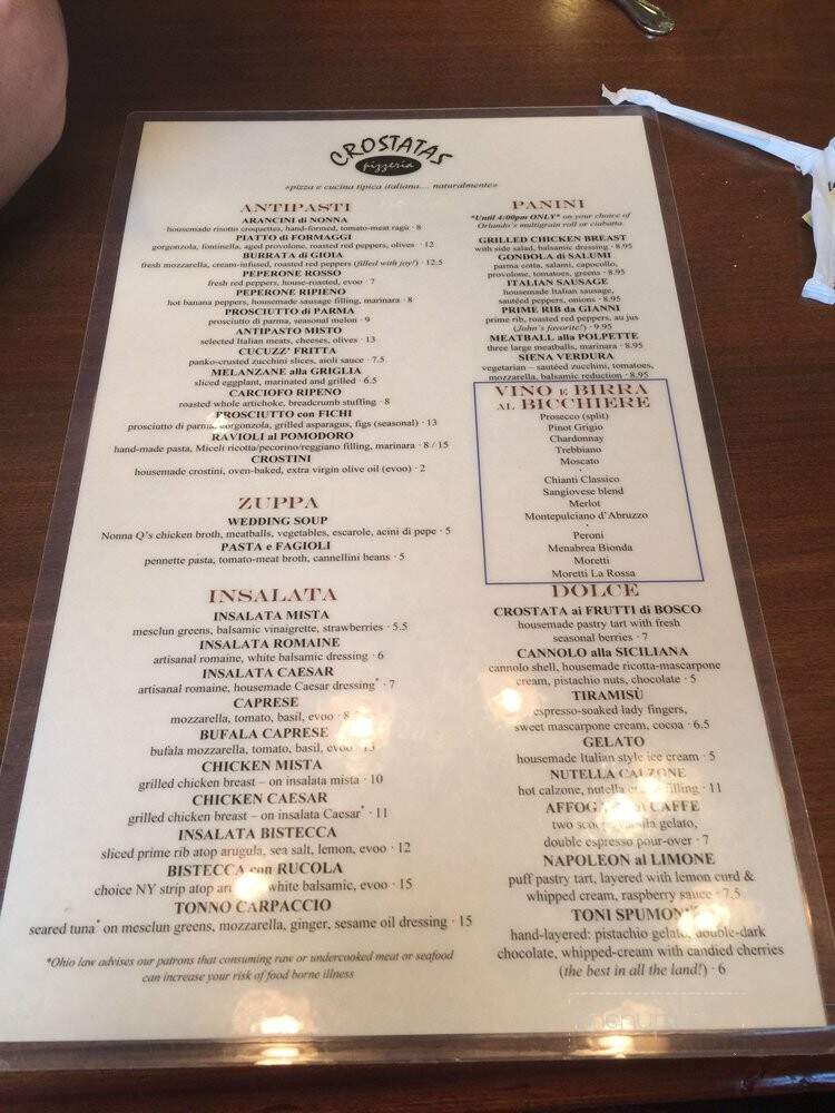 Crostatas Rustic Pizza - Highland Heights, OH menu_pic