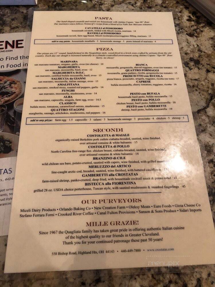 Crostatas Rustic Pizza - Highland Heights, OH menu_pic