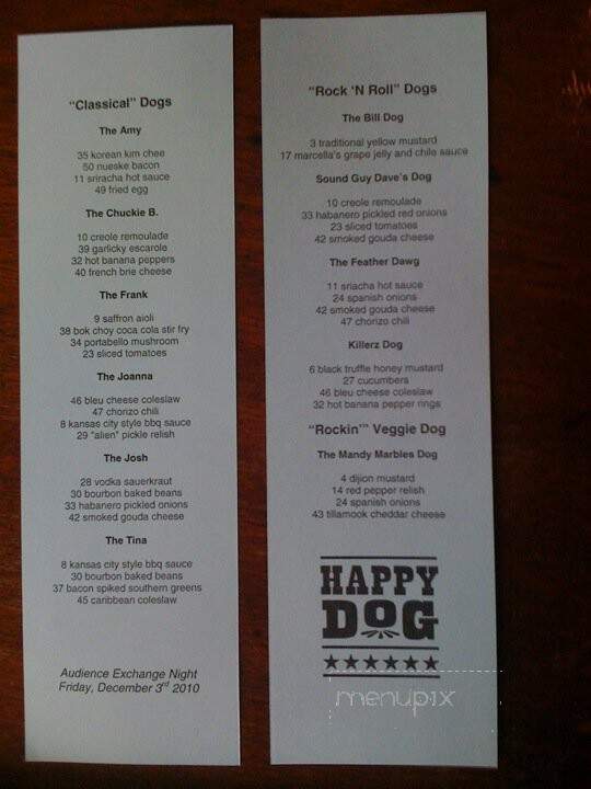 Happy Dog - Cleveland, OH menu_pic