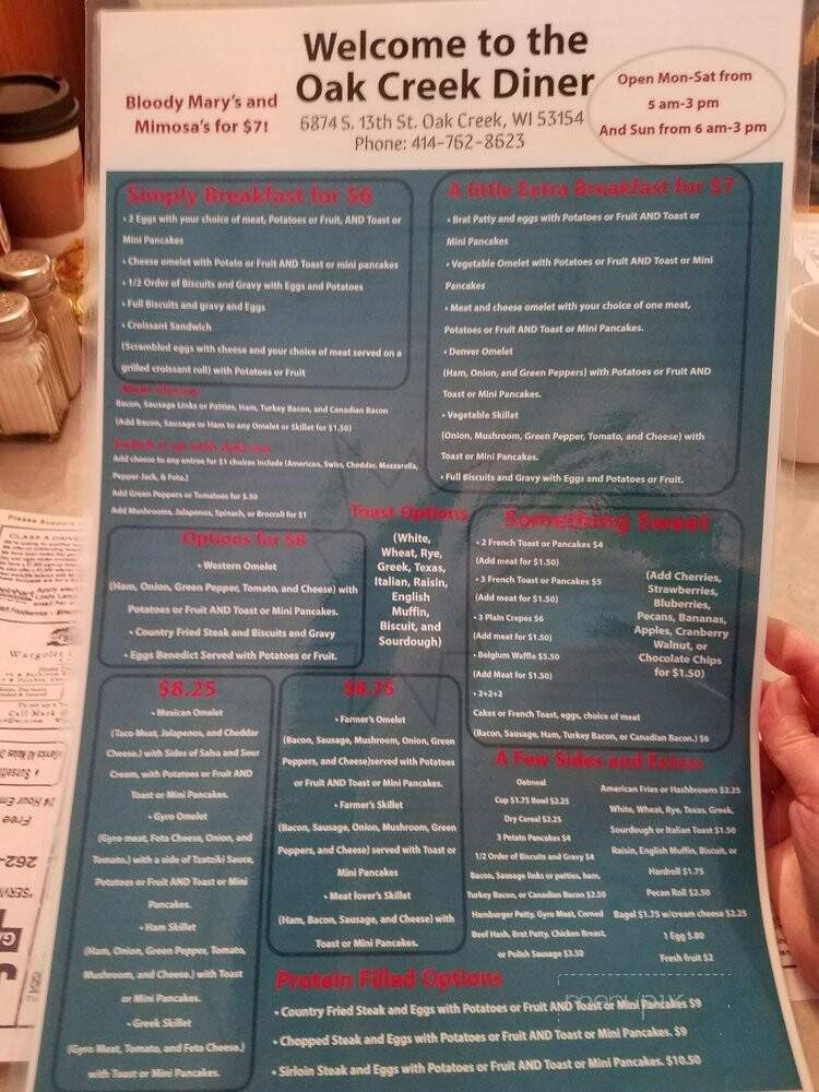 Oak Creek Diner - Oak Creek, WI menu_pic