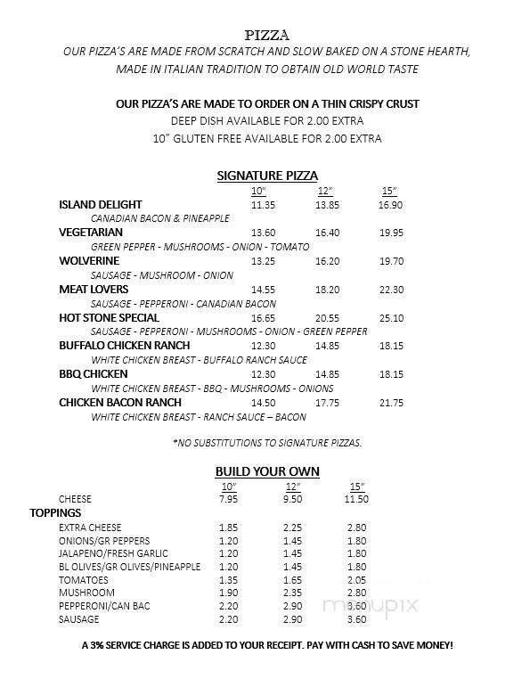 Hot Stone Pub - Crivitz, WI menu_pic