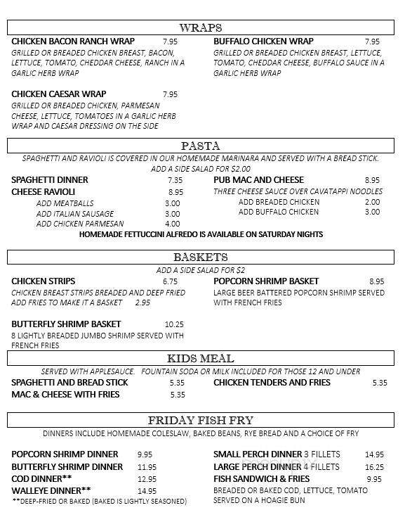 Hot Stone Pub - Crivitz, WI menu_pic