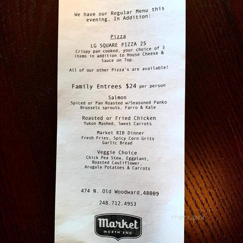 Market North End - Birmingham, MI menu_pic