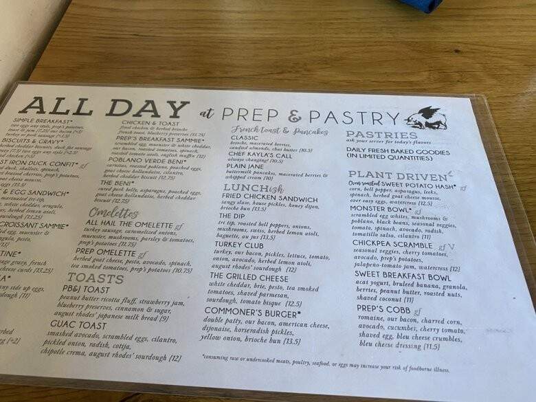 Prep & Pastry - Tucson, AZ menu_pic