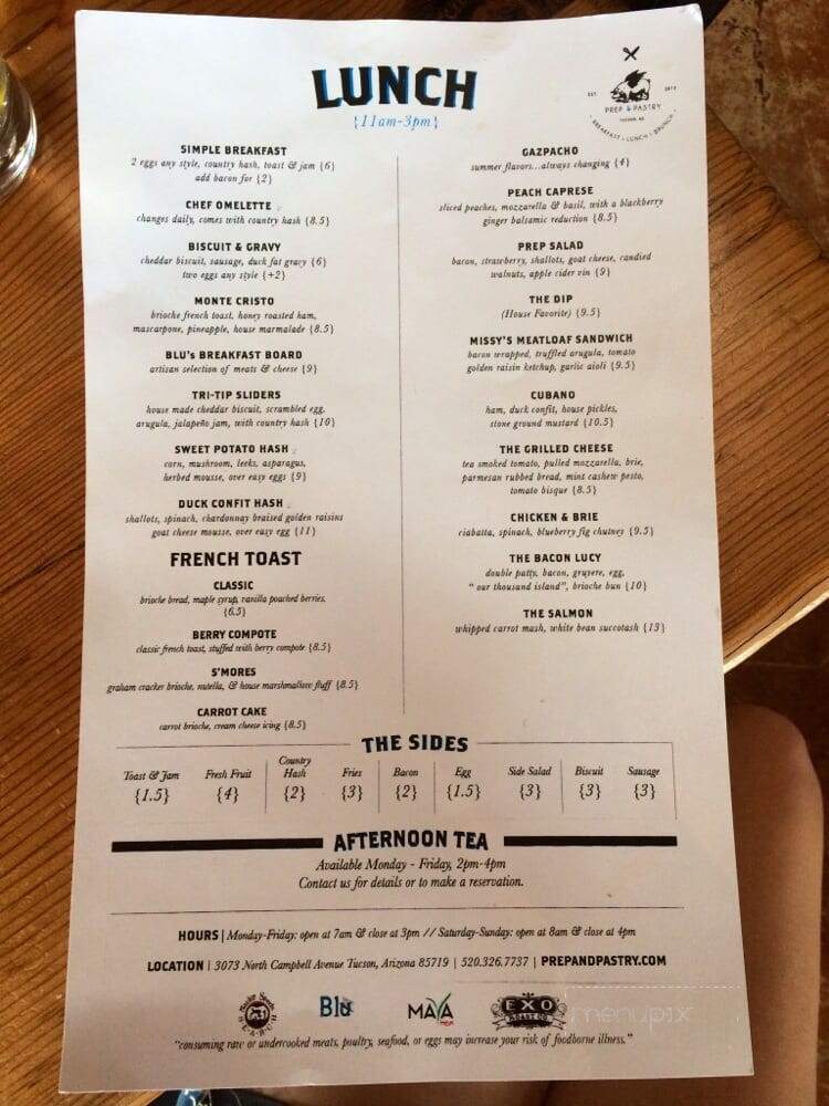 Prep & Pastry - Tucson, AZ menu_pic