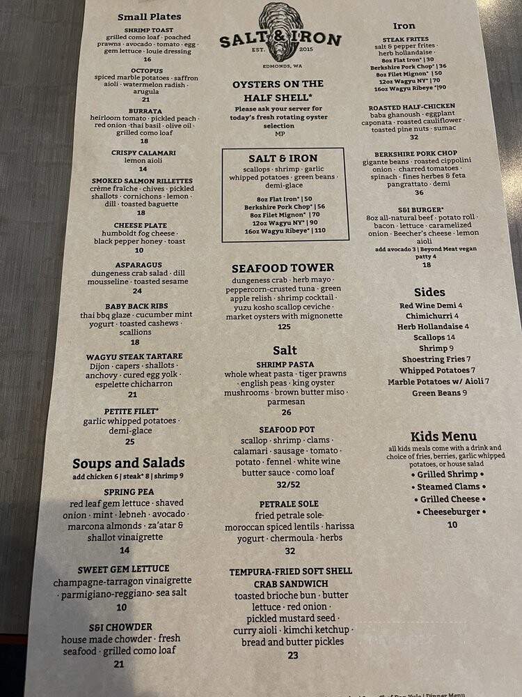 Salt & Iron - Edmonds, WA menu_pic