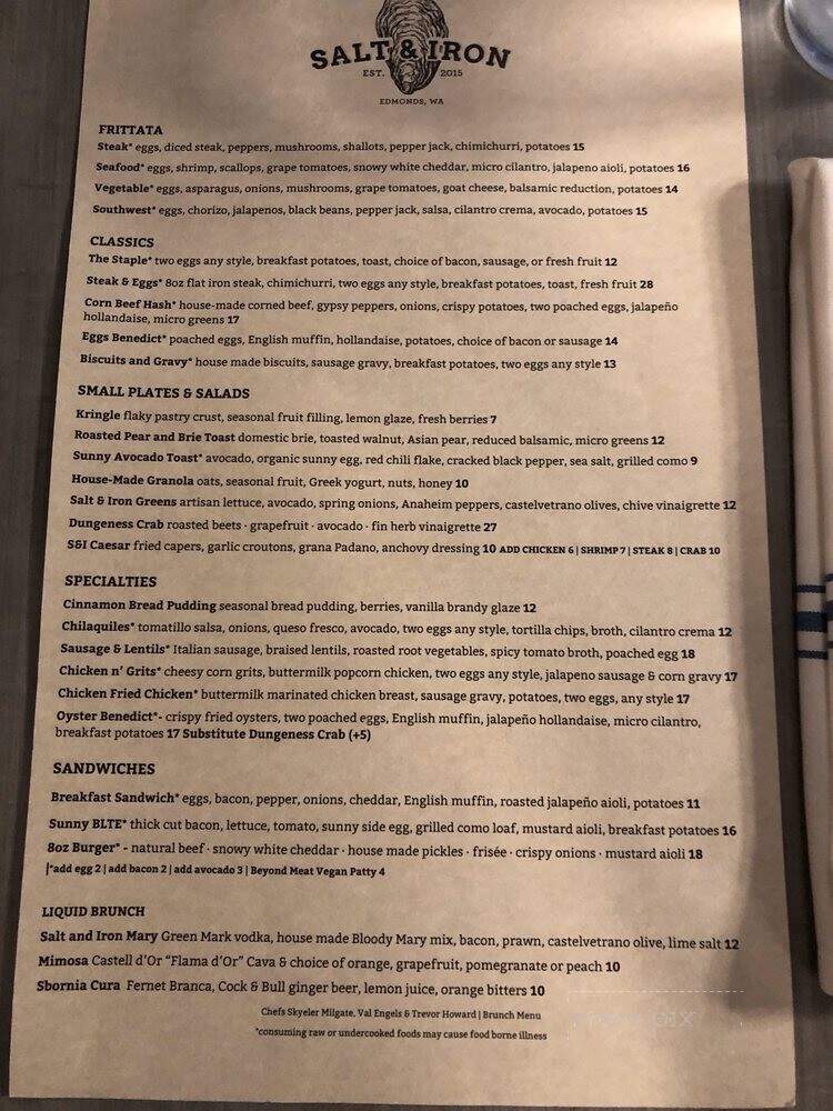 Salt & Iron - Edmonds, WA menu_pic