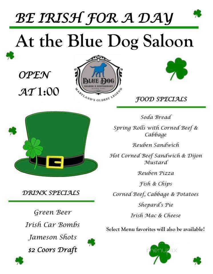 Blue Dog Saloon and Restaurant - Port Tobacco, MD menu_pic