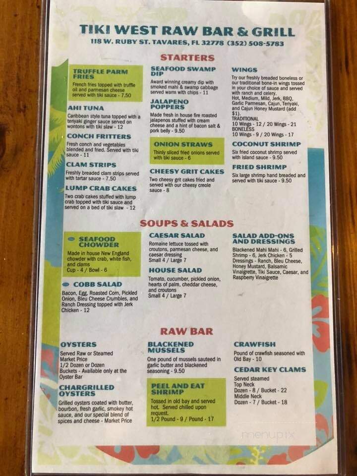 Tiki West - Tavares, FL menu_pic