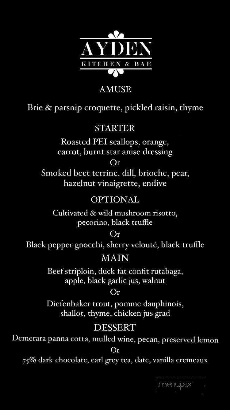 Ayden Kitchen & Bar - Saskatoon, SK menu_pic