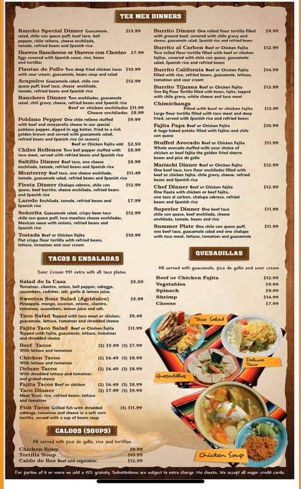 Rancho Mexican - Friendswood, TX menu_pic