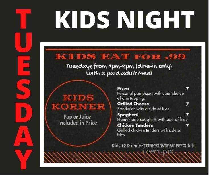 Kozy Korner - Hudson, WI menu_pic