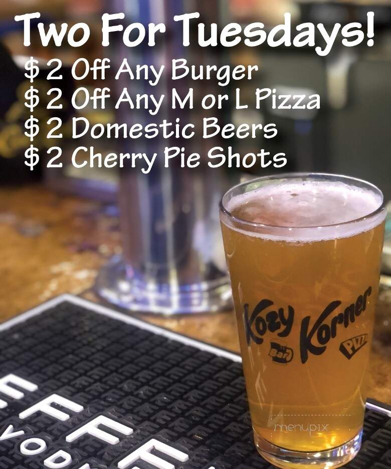 Kozy Korner - Hudson, WI menu_pic