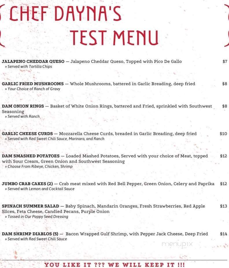 Dam Red Barn - Canyon Lake, TX menu_pic