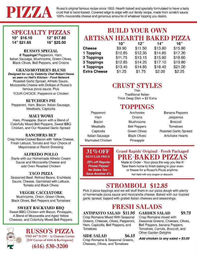Russo's Pizza - Wyoming, MI menu_pic