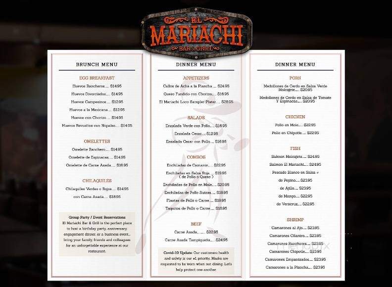 El Mariachi Restaurant & Bar - Orange, CA menu_pic