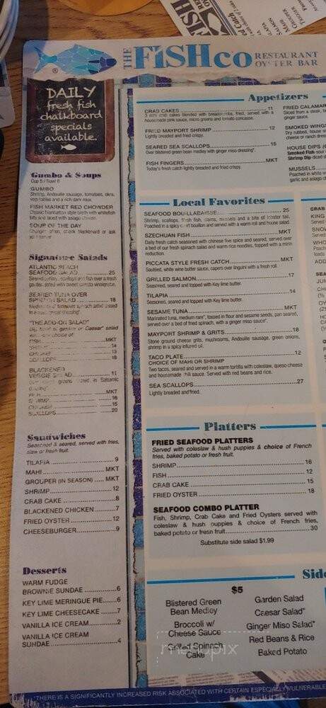 Fish Company - Atlantic Beach, FL menu_pic