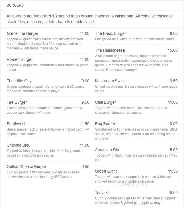 GameTime SportsBar & Grill - Lebanon, OR menu_pic