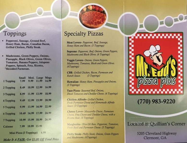 Mr. Edd's Pizza Plus - Clermont, GA menu_pic