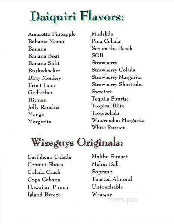 Wise Guys Daiquiris of Amite - Amite, LA menu_pic