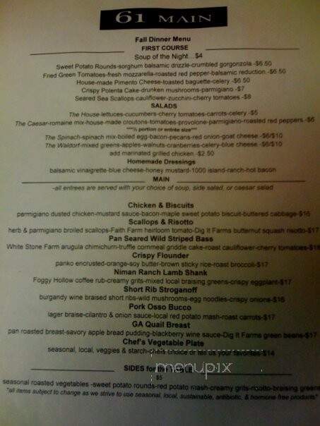 61 Main - Jasper, GA menu_pic
