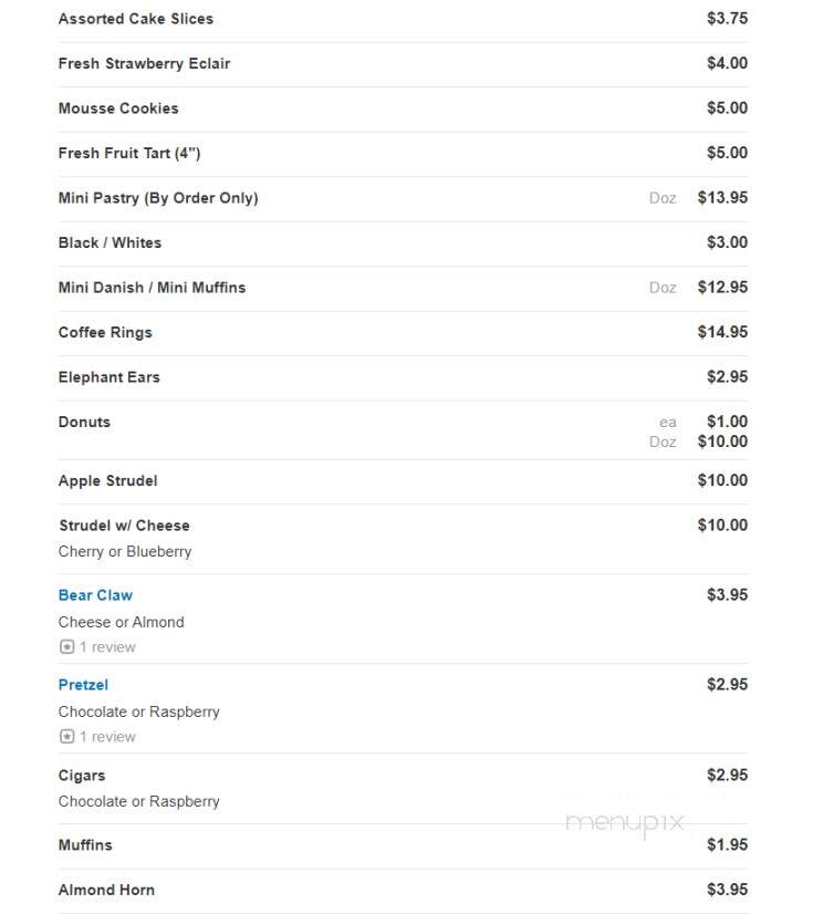 Pierre's Bakery - Monmouth Junction, NJ menu_pic