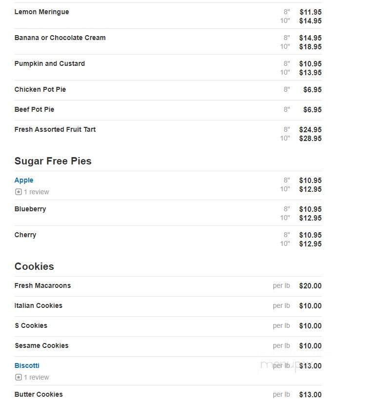 Pierre's Bakery - Monmouth Junction, NJ menu_pic