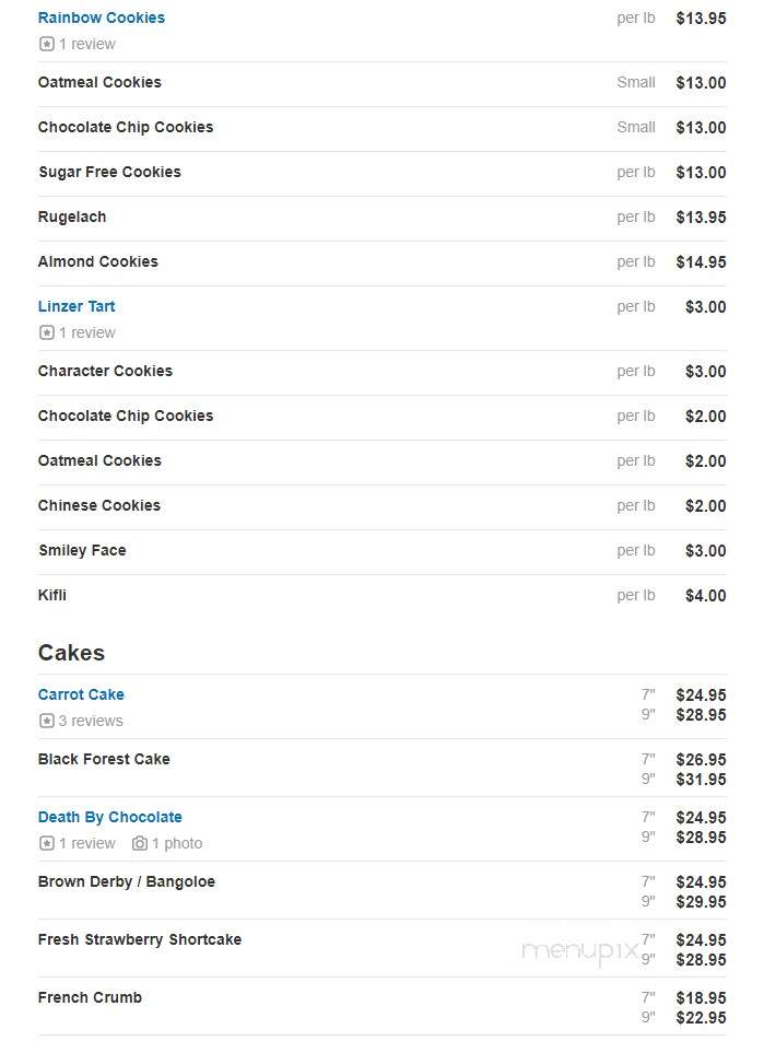 Pierre's Bakery - Monmouth Junction, NJ menu_pic