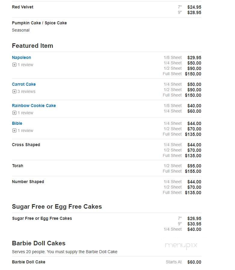 Pierre's Bakery - Monmouth Junction, NJ menu_pic