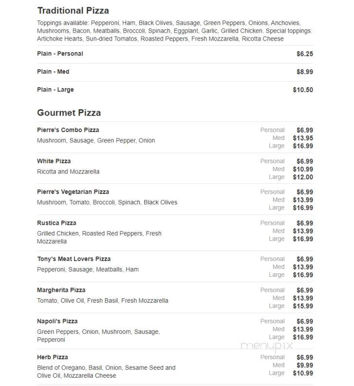 Pierre's Bakery - Monmouth Junction, NJ menu_pic