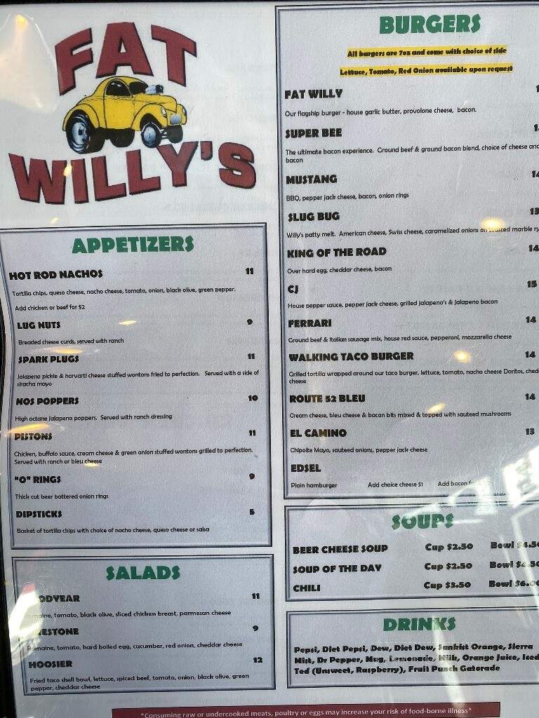 Fat Willy's - Rochester, MN menu_pic