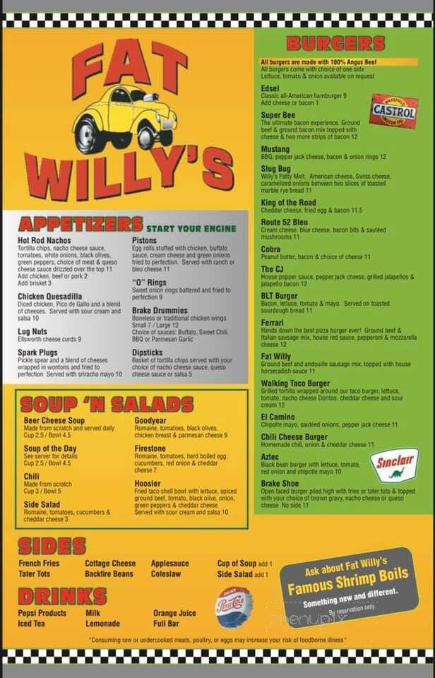 Fat Willy's - Rochester, MN menu_pic