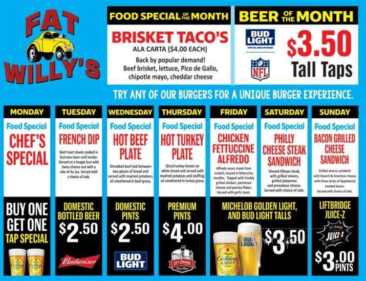 Fat Willy's - Rochester, MN menu_pic