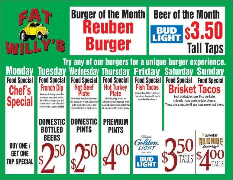 Fat Willy's - Rochester, MN menu_pic