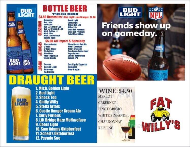Fat Willy's - Rochester, MN menu_pic