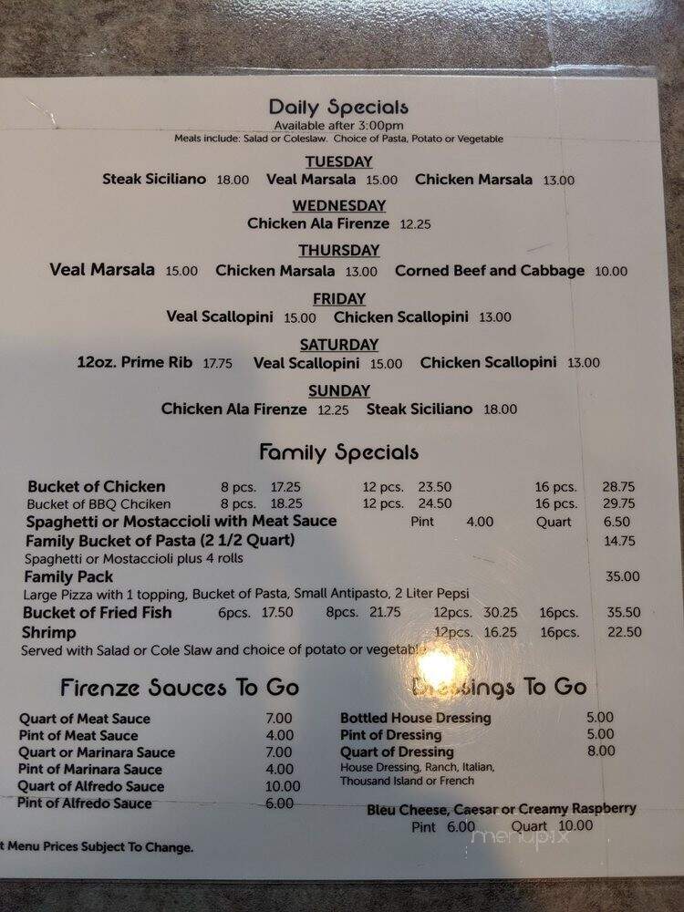 Firenze Restaurant - Warren, MI menu_pic
