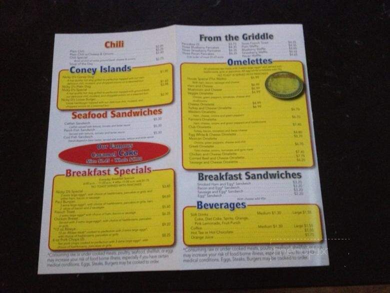 Nicky D's - Warren, MI menu_pic