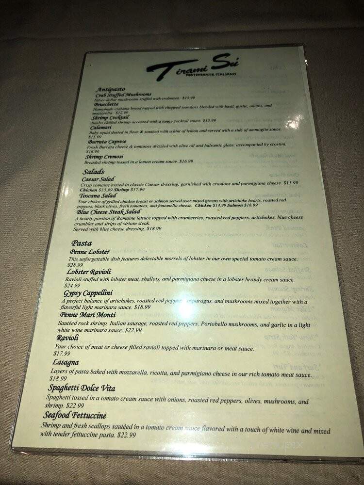 Tirami Su Italian Restaurant - Northville, MI menu_pic