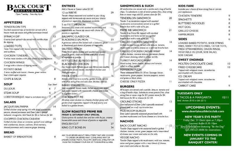 Deer Lake Athletic Club - Clarkston, MI menu_pic
