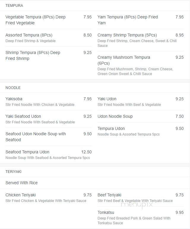 Sushi N - Winnipeg, MB menu_pic