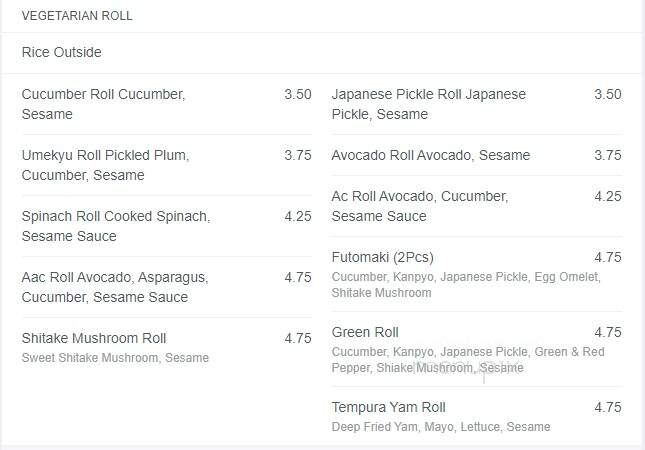 Sushi N - Winnipeg, MB menu_pic