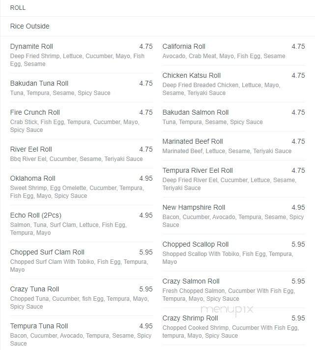 Sushi N - Winnipeg, MB menu_pic