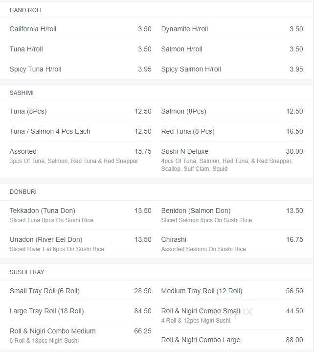 Sushi N - Winnipeg, MB menu_pic