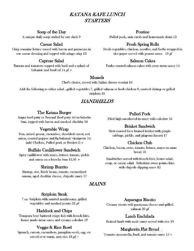 Katana Kafe & Grill - London, ON menu_pic