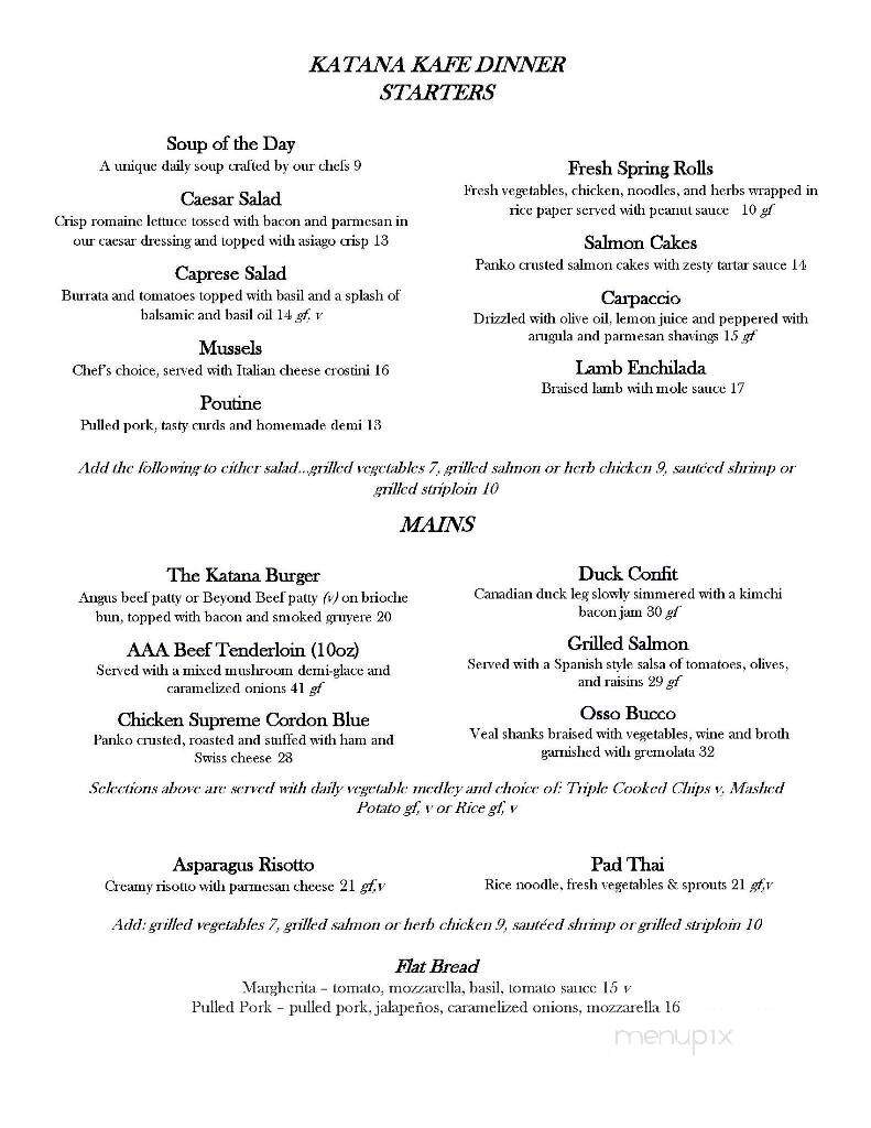 Katana Kafe & Grill - London, ON menu_pic