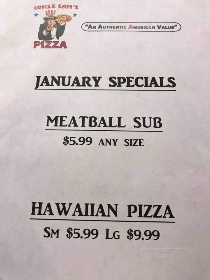 Uncle Sam's Pizza - East Brookfield, MA menu_pic