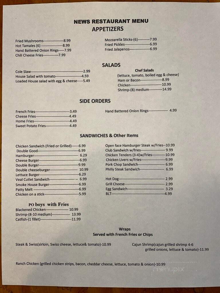 New's Restaurant - Meridian, MS menu_pic