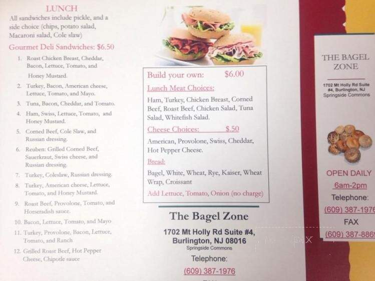 Bagel Zone - Burlington, NJ menu_pic