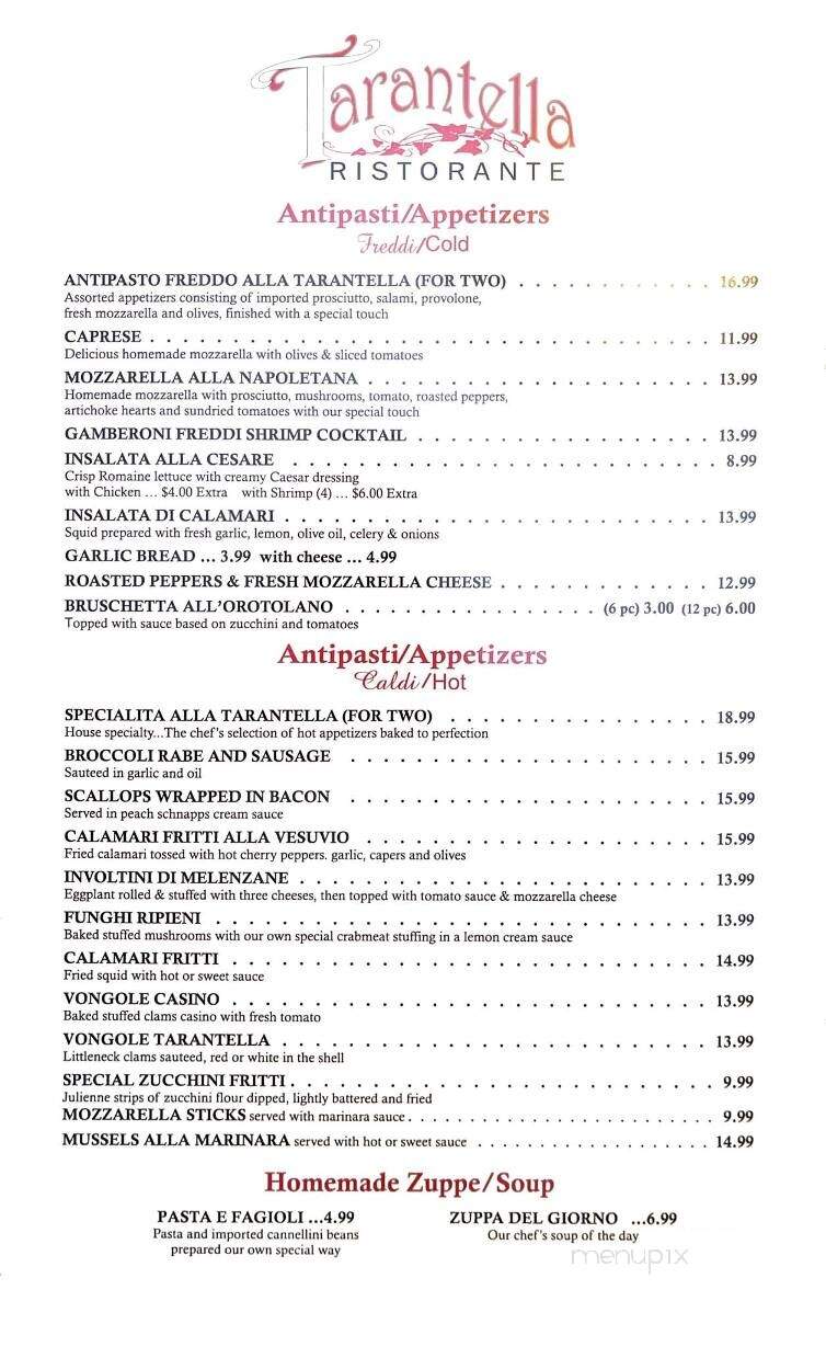 Tarantella Restaurant - Medford, NJ menu_pic