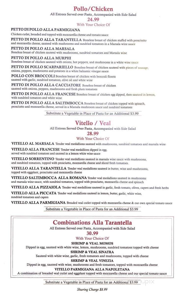 Tarantella Restaurant - Medford, NJ menu_pic